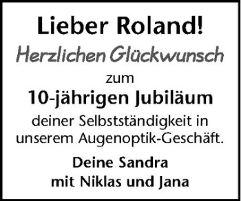 Glückwunschanzeige von Roland 