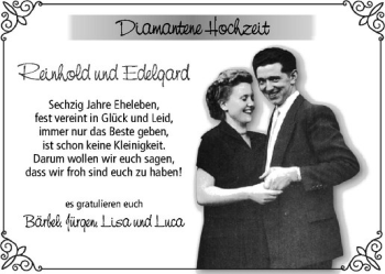 Glückwunschanzeige von Reinhold & Edelgard 