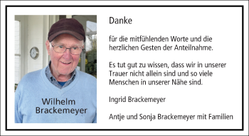 Glückwunschanzeige von Wilhelm Brackemeyer