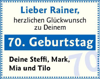Glückwunschanzeige von Rainer 
