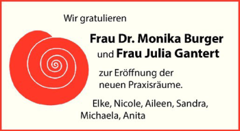 Glückwunschanzeige von Monika und Julia Burger und Gantert