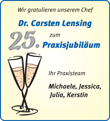 Glückwunschanzeige von Dr. Carsten Lensing