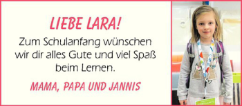 Glückwunschanzeige von Lara 