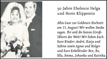 Glückwunschanzeige von Helga und Horst Klippstein