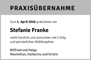 Glückwunschanzeige von Stefanie Franke