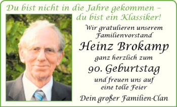 Glückwunschanzeige von Heinz Brokamp