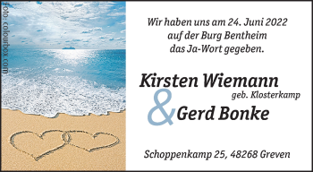 Glückwunschanzeige von Kirsten Wiemann Gerd Bonke