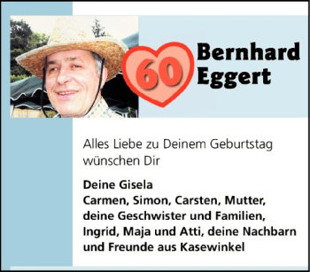 Glückwunschanzeige von Bernhard Eggert