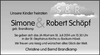 Glückwunschanzeige von Simone & Robert Brandkamp & Schöpf