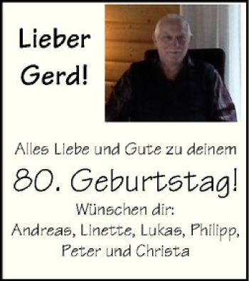 Glückwunschanzeige von Gerd 