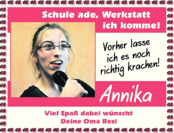 Glückwunschanzeige von Annika 