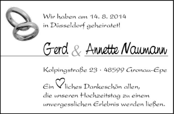Glückwunschanzeige von Annette und Gerd Naumann