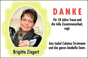 Glückwunschanzeige von Brigitta Ziegert
