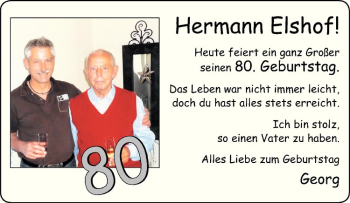 Glückwunschanzeige von Hermann Elshof