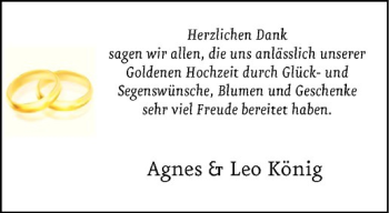 Glückwunschanzeige von Agnes und Leo König