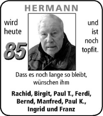 Glückwunschanzeige von Hermann 
