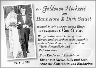 Zur Glückwunschseite von Hannelore & Dirk Seidel